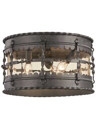 Mallorca 3-Light Flush Mount in Spanish Iron.